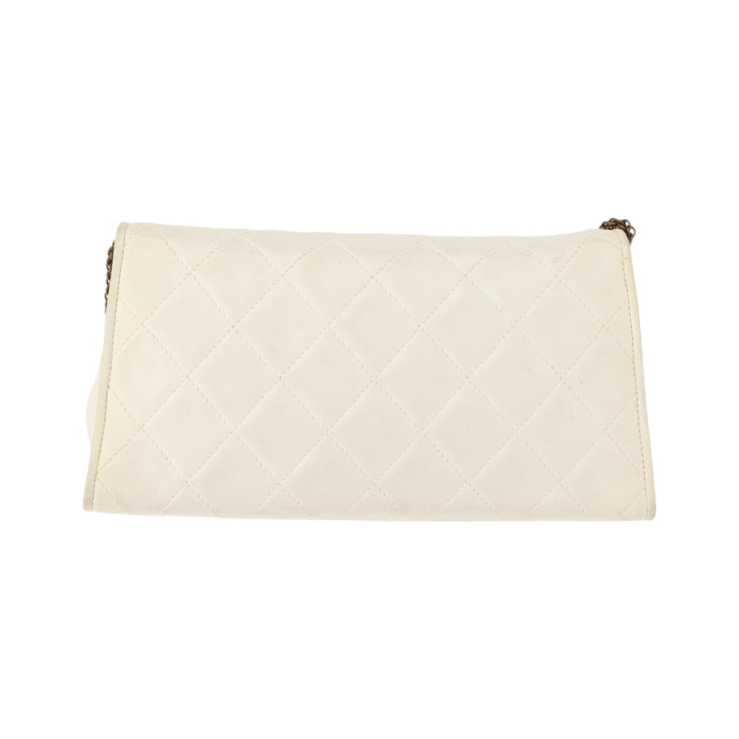 Chanel Full Flap Wallet on Chain Quilted Lambskin, White, Leather, Clutch