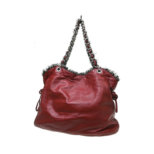 Chanel Funny Tweed Bon Bon Tote Lambskin, Burgundy, Leather, Tote Bag