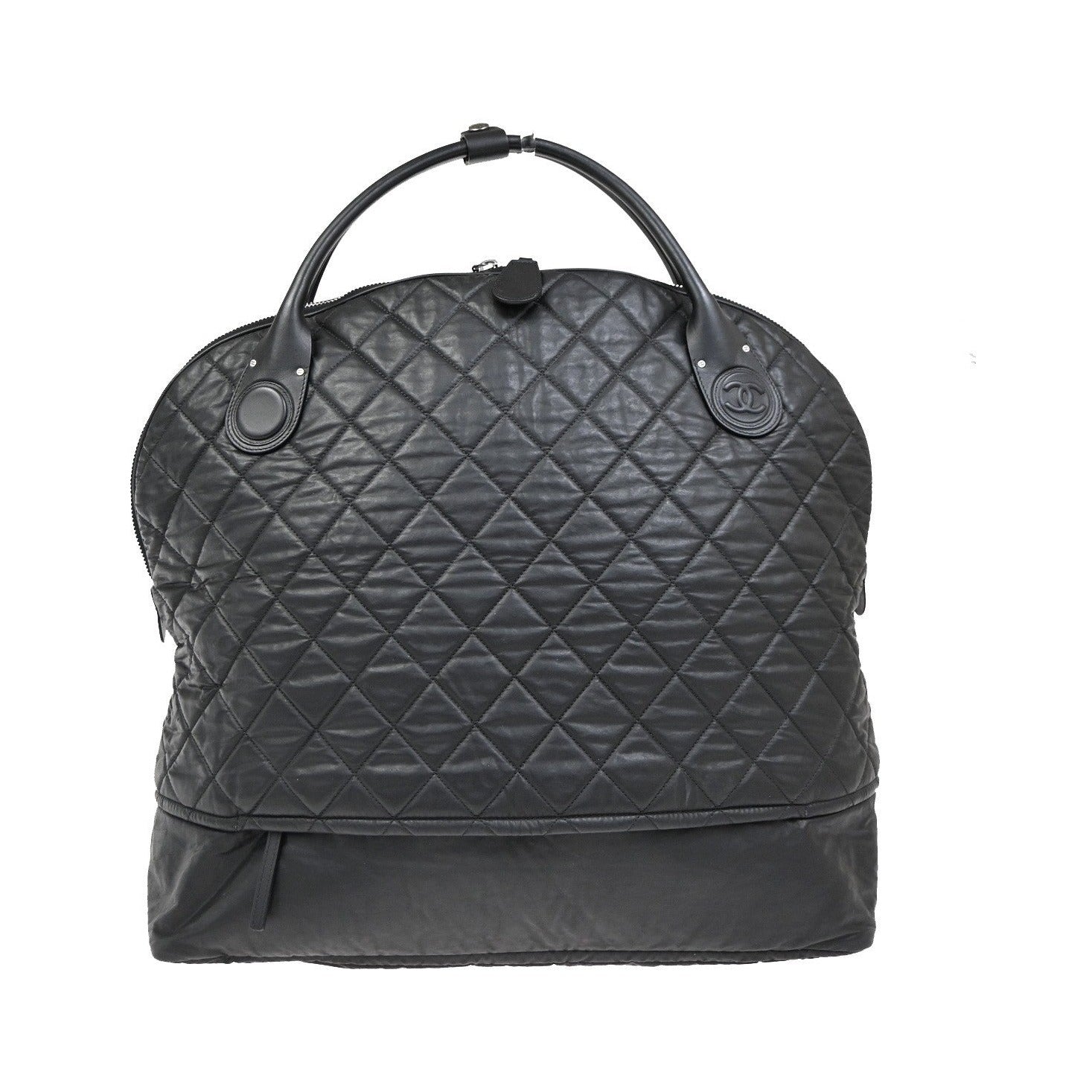 Chanel Horizontal Sport Weekender Quilted Coated Canvas, Black, Nylon, Travel Bag
