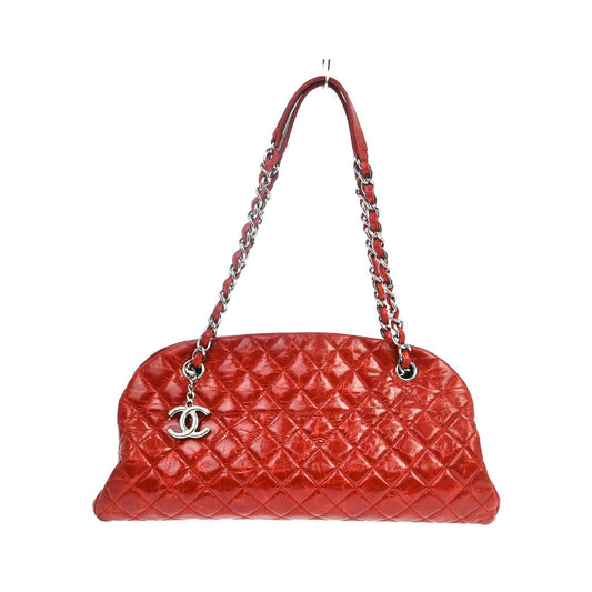 Chanel Just Mademoiselle Quilted Aged Calfskin, Red, Leather, Shoulder Bag