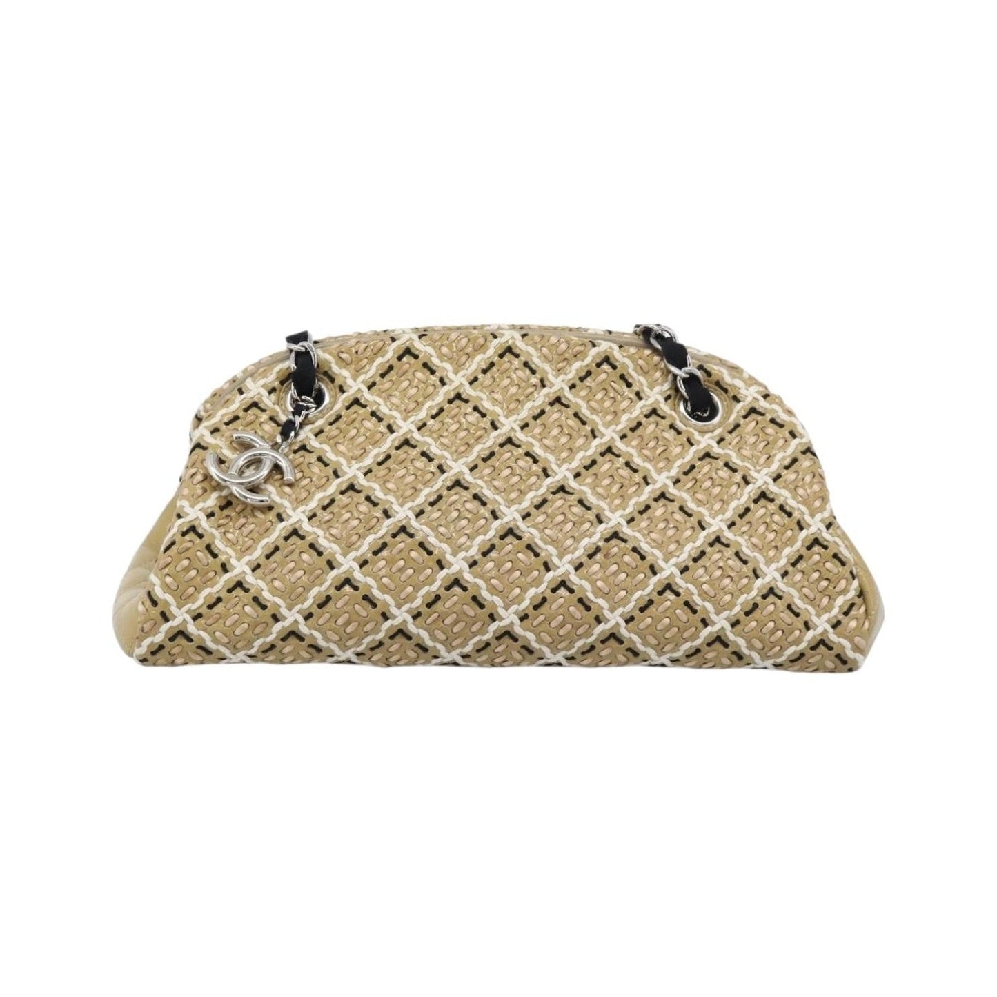 Chanel Just Mademoiselle Quilted Patent, Beige, Patent Leather, Handbag