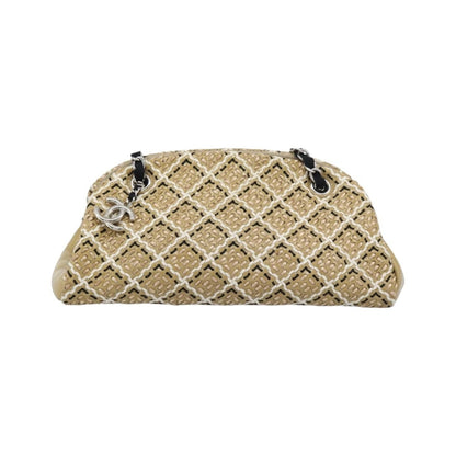Chanel Just Mademoiselle Quilted Patent, Beige, Patent Leather, Handbag