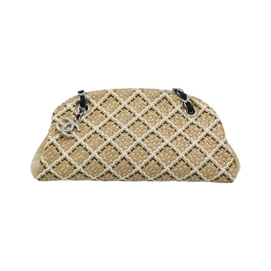 Chanel Just Mademoiselle Quilted Patent, Beige, Patent Leather, Handbag