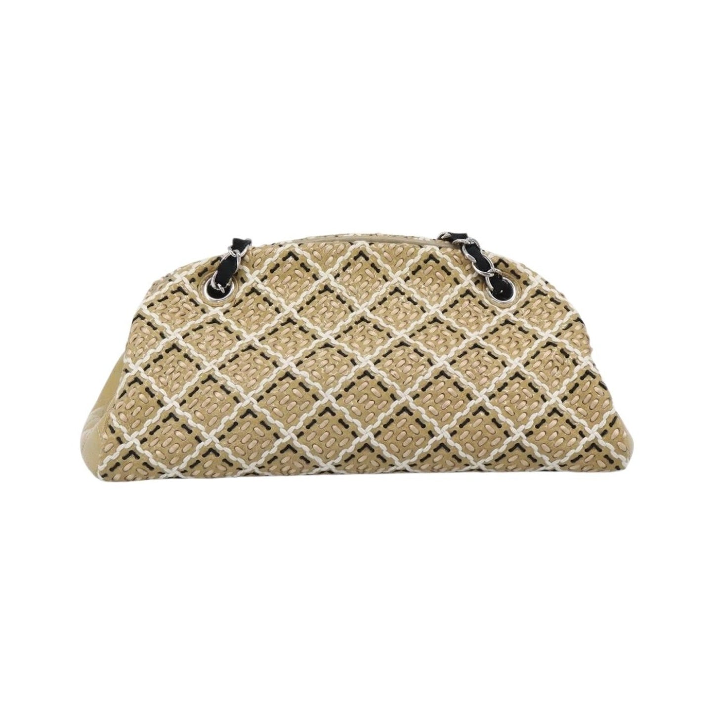 Chanel Just Mademoiselle Quilted Patent, Beige, Patent Leather, Handbag