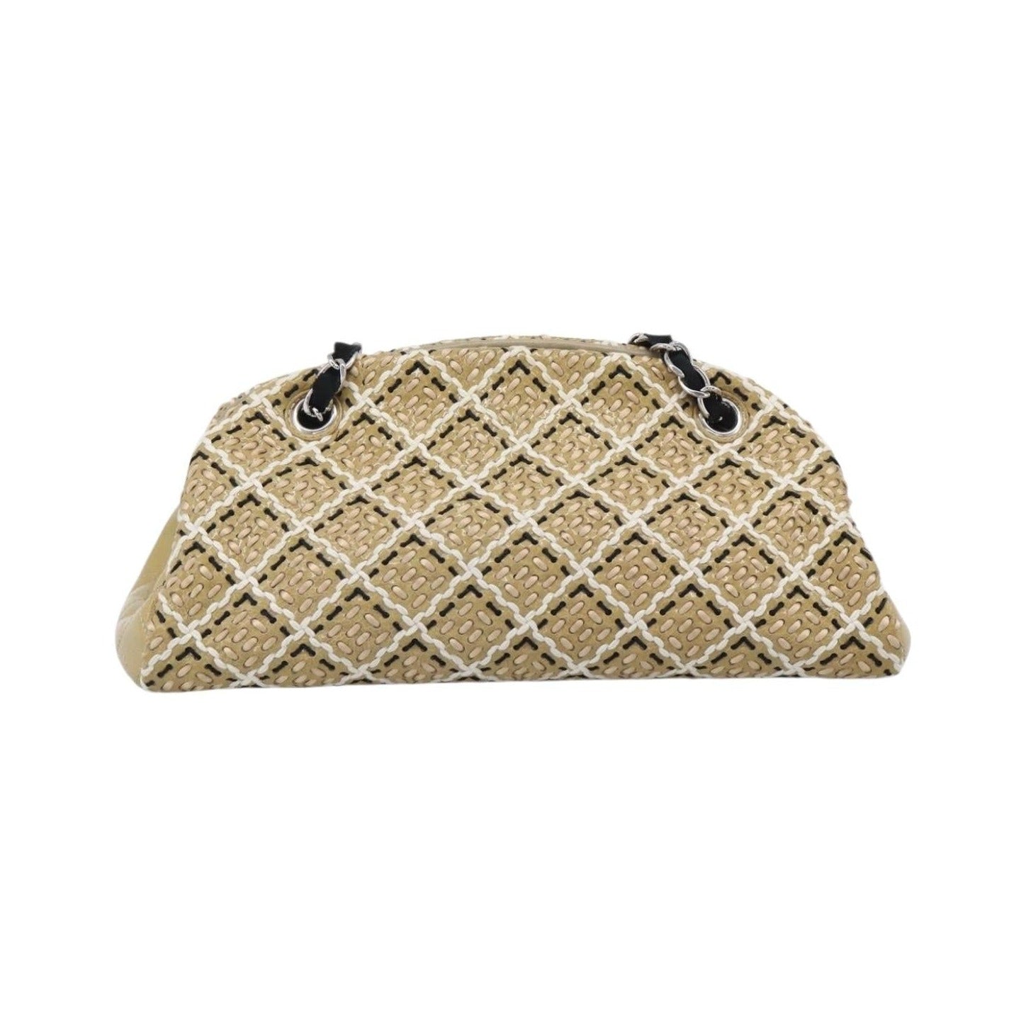 Chanel Just Mademoiselle Quilted Patent, Beige, Patent Leather, Handbag