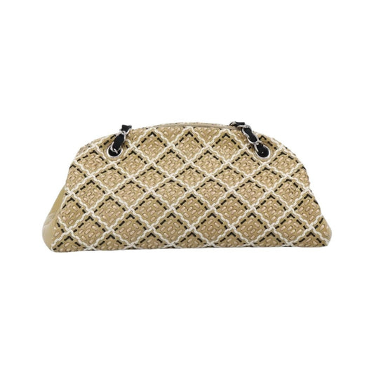 Chanel Just Mademoiselle Quilted Patent, Beige, Patent Leather, Handbag