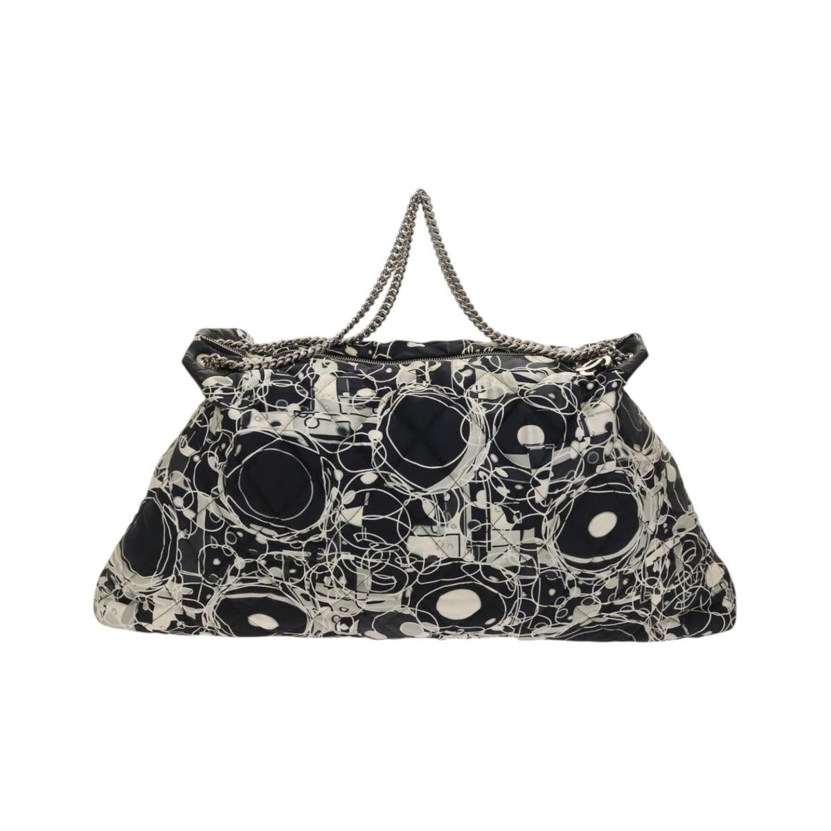 Chanel Kaleidoscope Chain Quilted Printed Satin, Black, Silk, Tote Bag