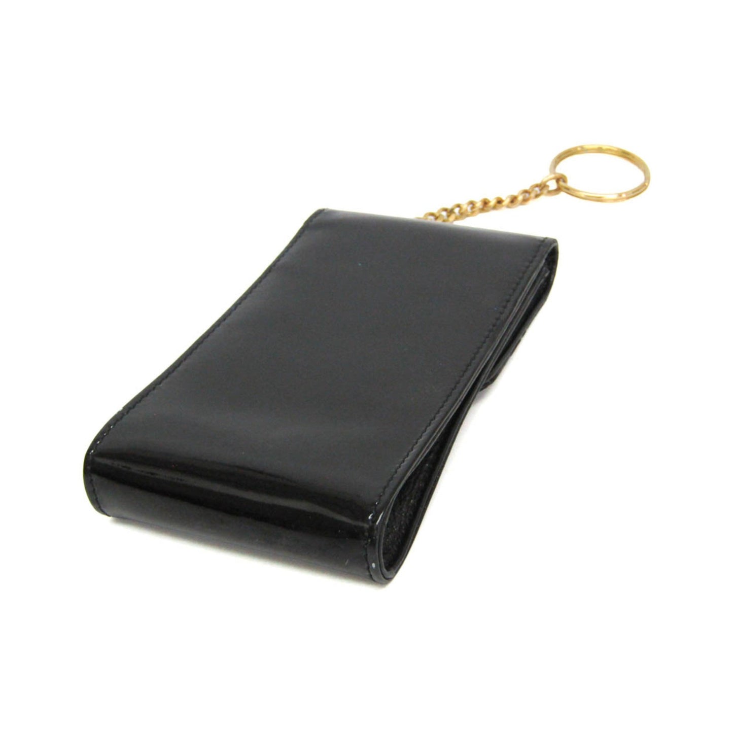 Chanel Key Pouch Patent, Black, Leather, Clutch