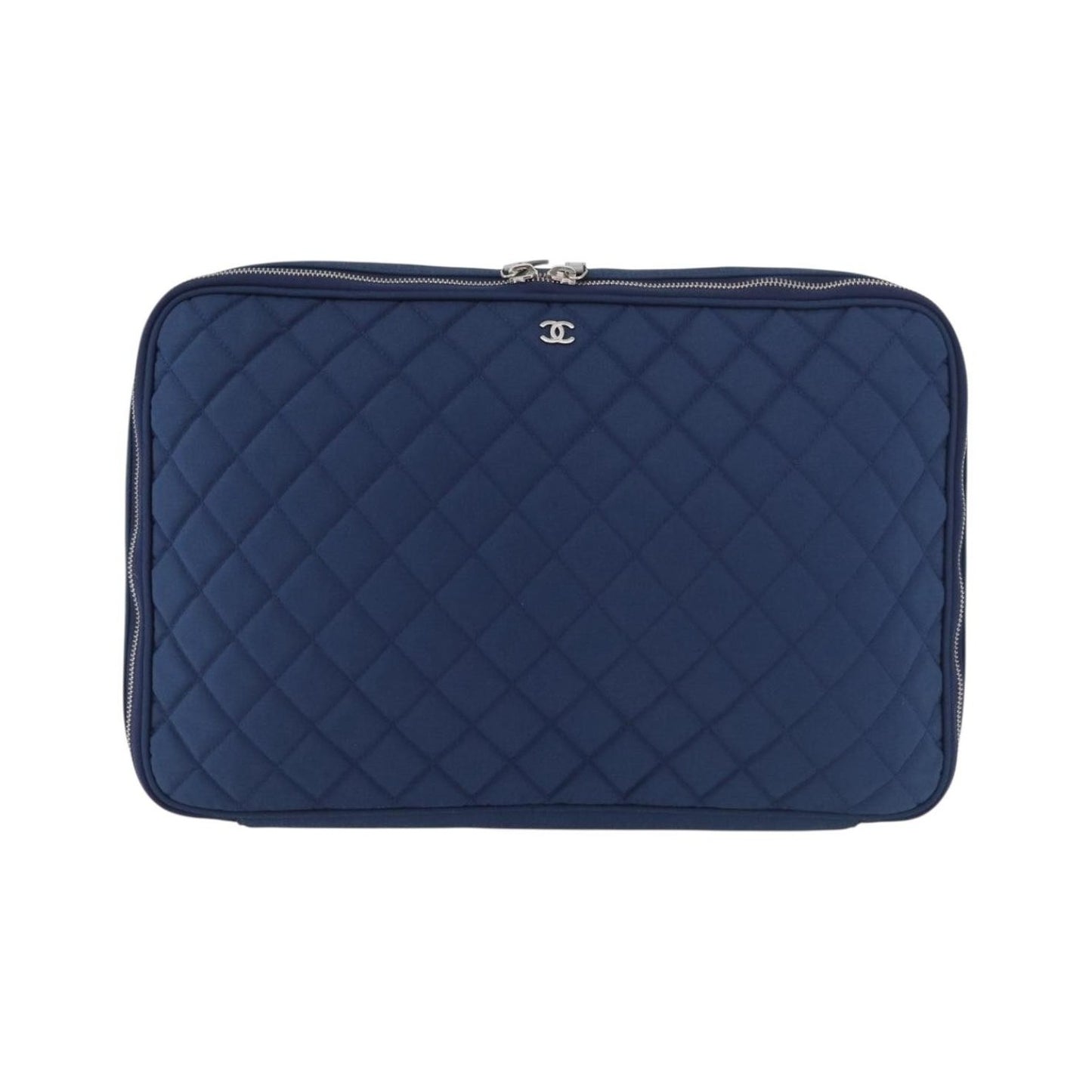 Chanel Laptop Sleeve Quilted Nylon, Blue, Nylon, Clutch