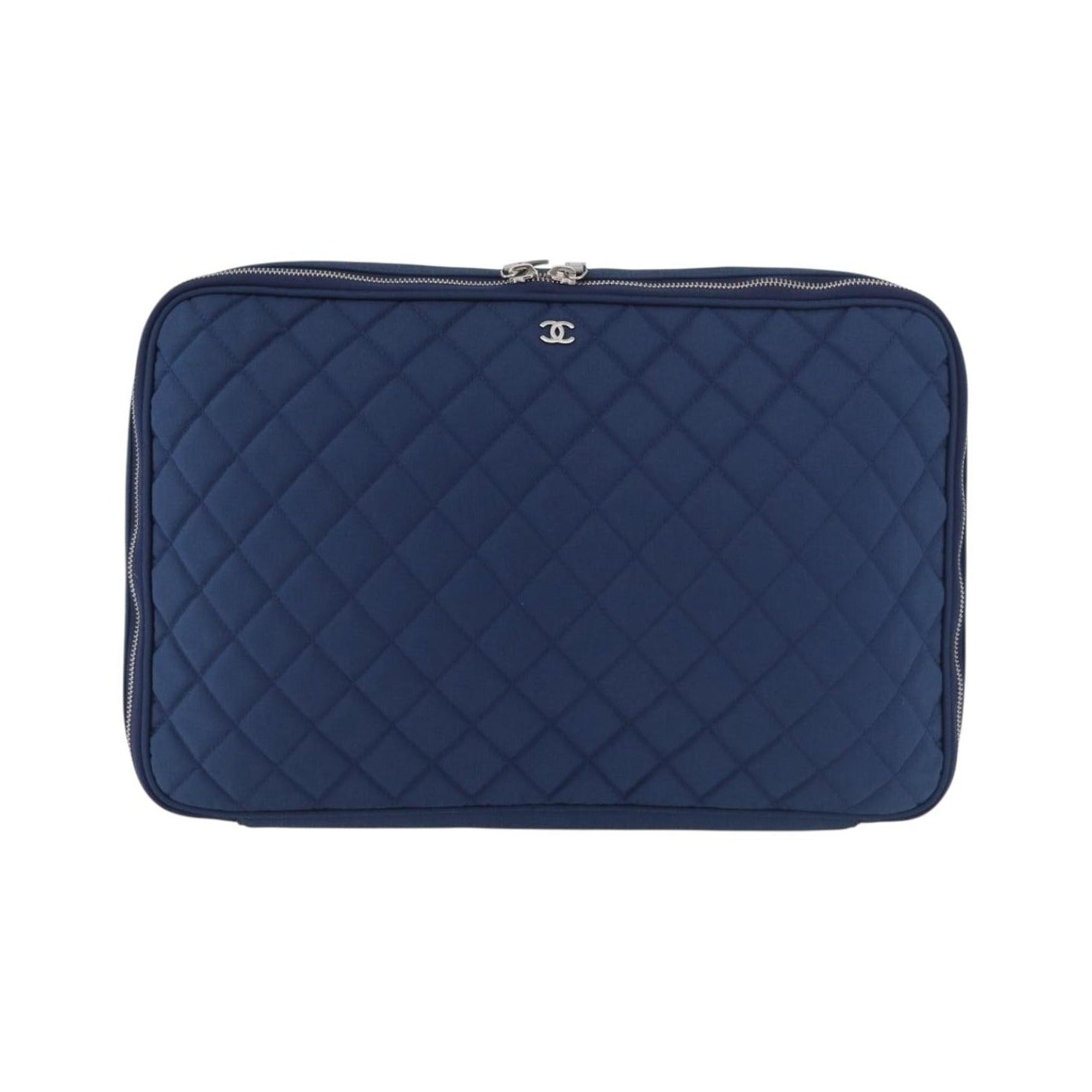 Chanel Laptop Sleeve Quilted Nylon, Blue, Nylon, Clutch