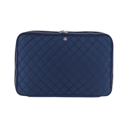 Chanel Laptop Sleeve Quilted Nylon, Blue, Nylon, Clutch