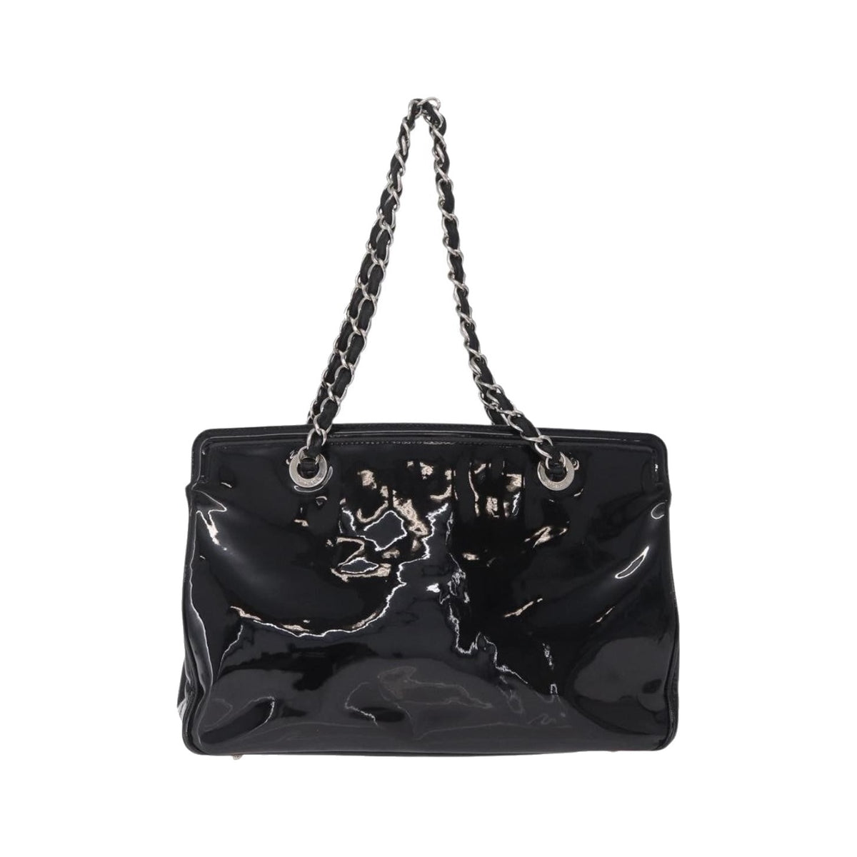 Chanel Lipstick Open Patent Vinyl, Black, Patent Leather, Tote Bag