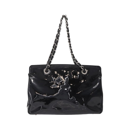 Chanel Lipstick Open Patent Vinyl, Black, Patent Leather, Tote Bag
