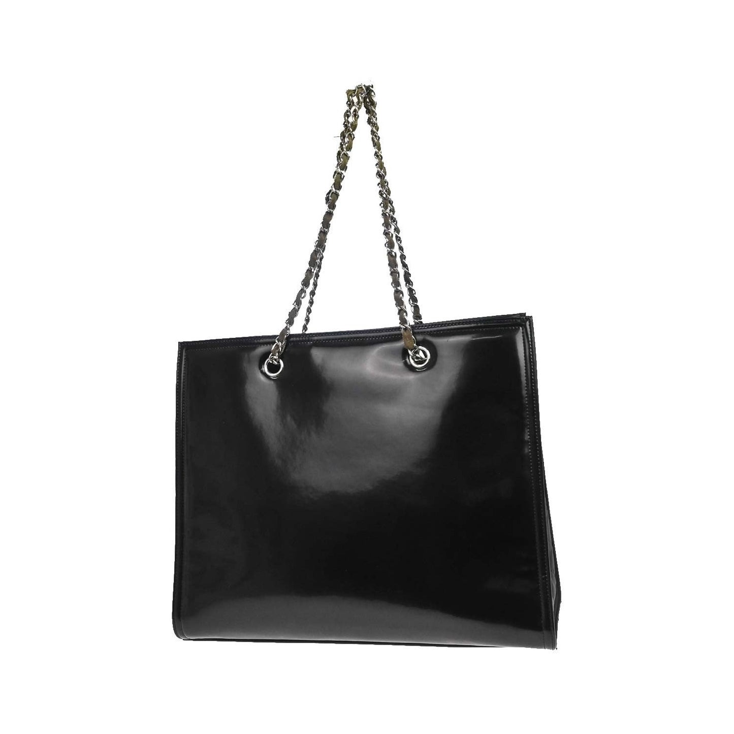 Chanel Lipstick Open Tote Patent Vinyl, Black, Patent Leather, Tote Bag