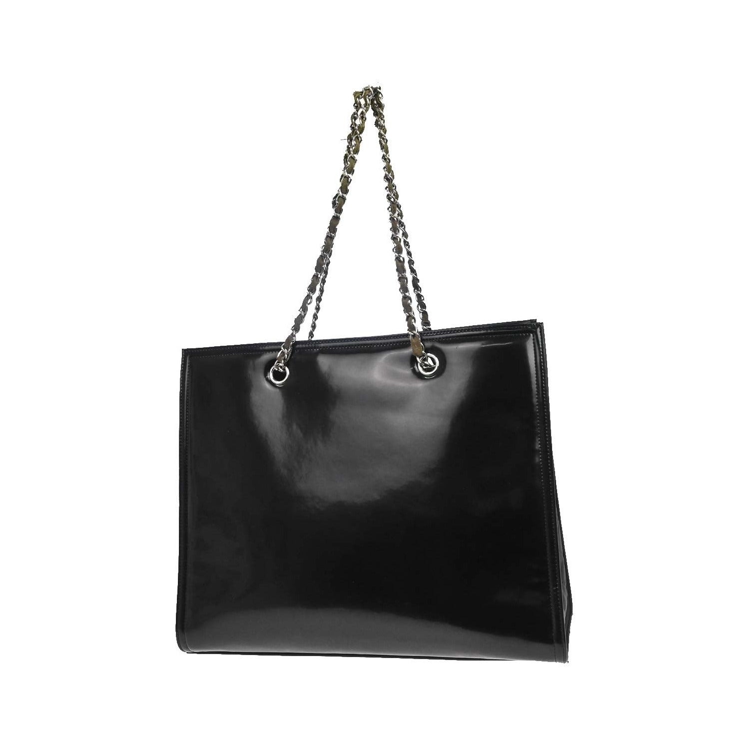 Chanel Lipstick Open Tote Patent Vinyl, Black, Patent Leather, Tote Bag