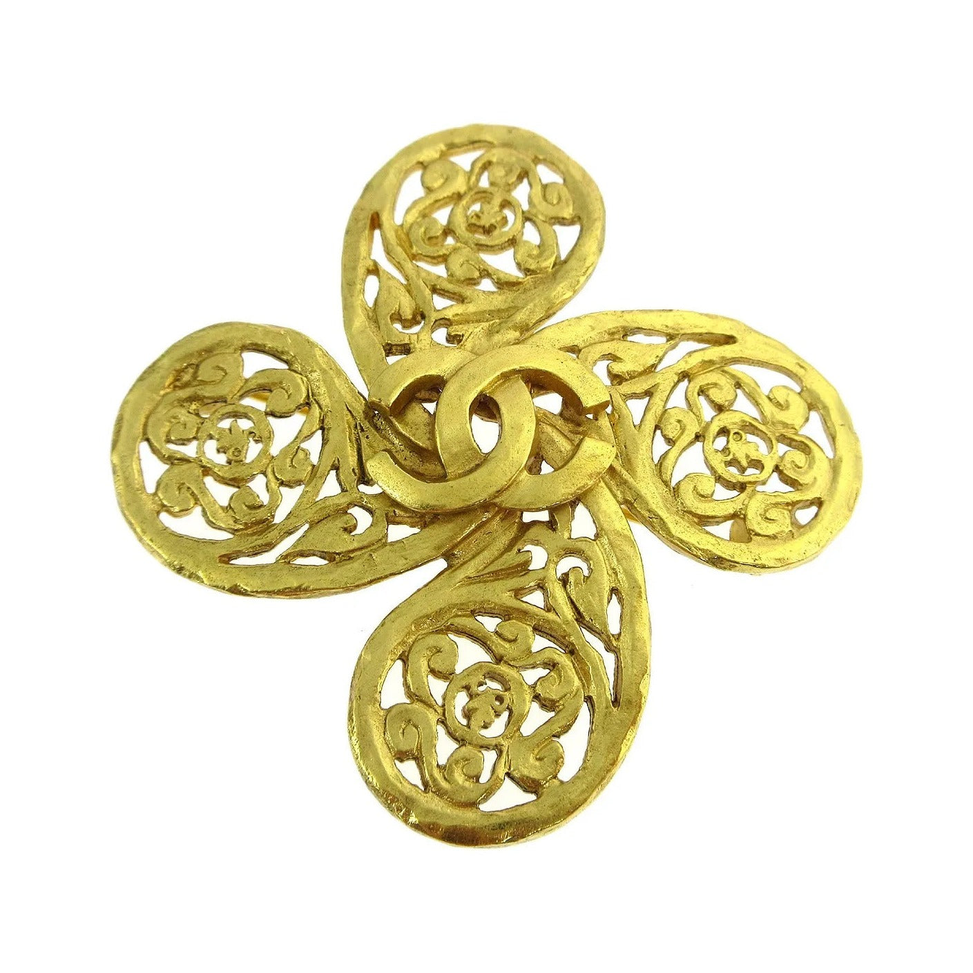 Chanel Logo CC Gold-plated, Gold, Gold Plated, Brooch