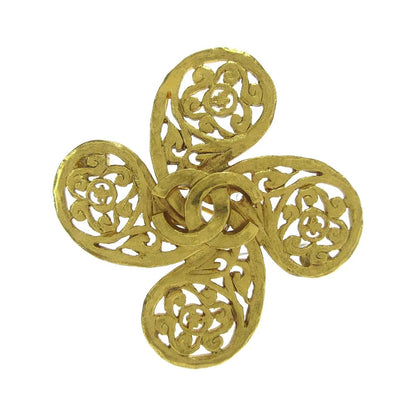 Chanel Logo CC Gold-plated, Gold, Gold Plated, Brooch