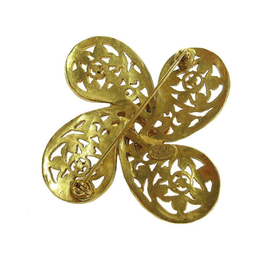 Chanel Logo CC Gold-plated, Gold, Gold Plated, Brooch