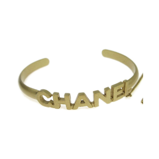 Chanel Logo Cuff with CC Metal with Crystal, Gold, Gold, Bracelet