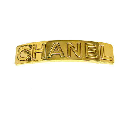 Chanel Logo Hair Barrette Metal, Gold, Gold Plated, Head Accessory