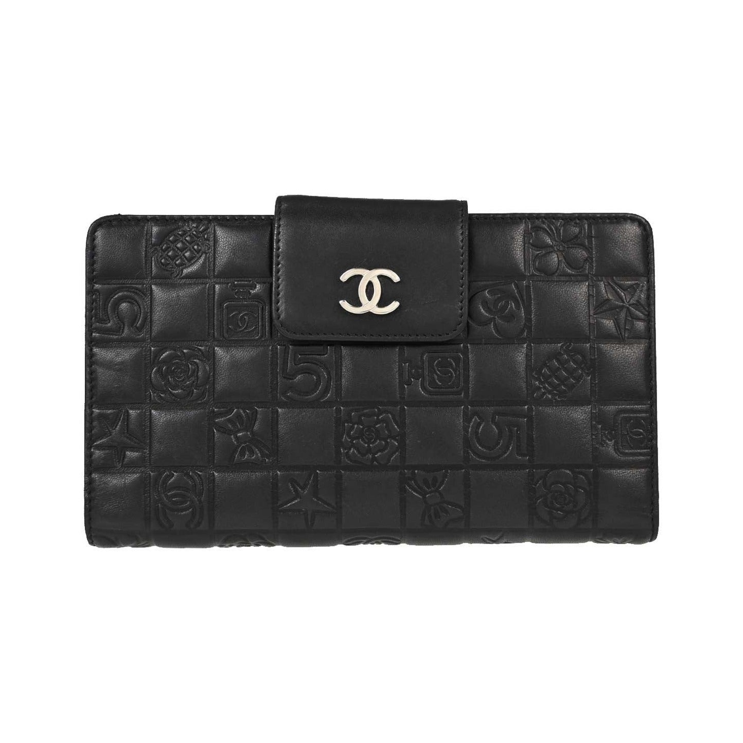 Chanel Lucky Symbols French Embossed Quilted Leather, Black, Leather, Wallet