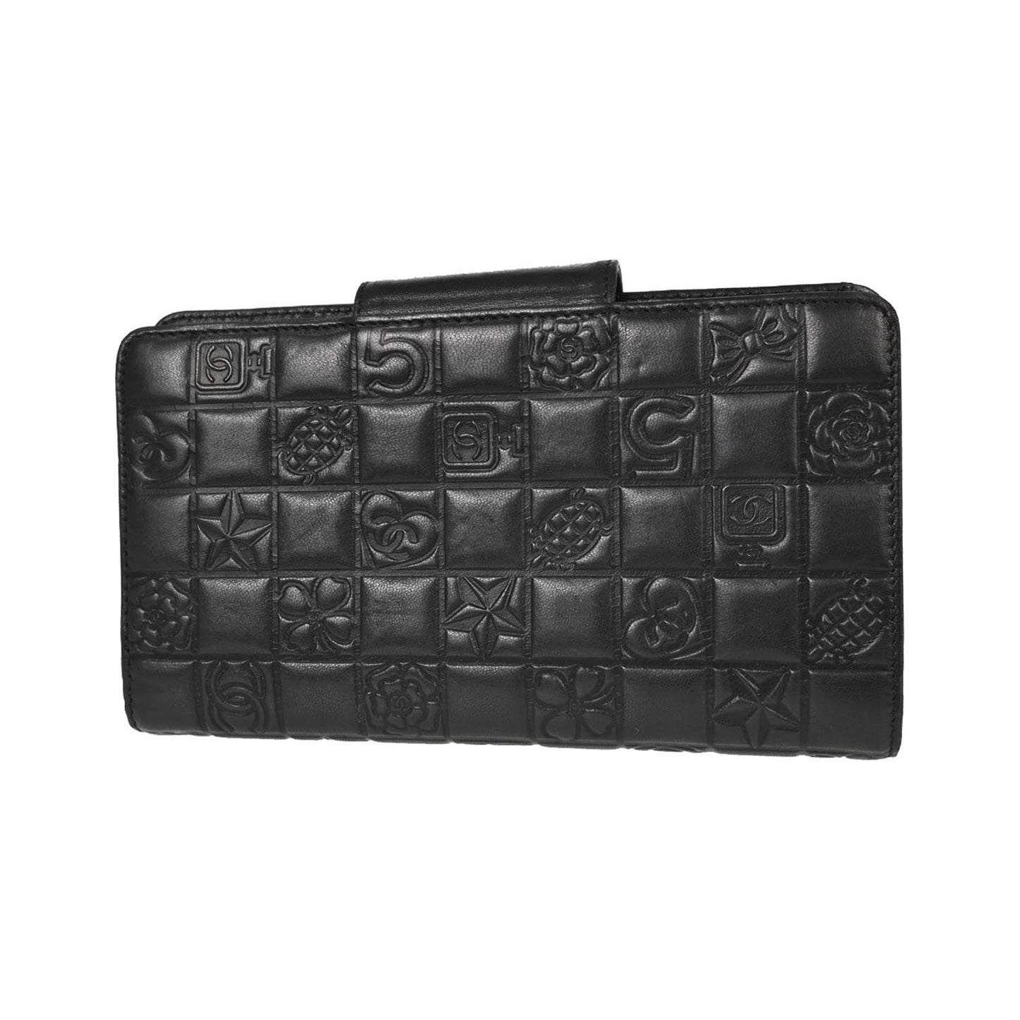 Chanel Lucky Symbols French Embossed Quilted Leather, Black, Leather, Wallet