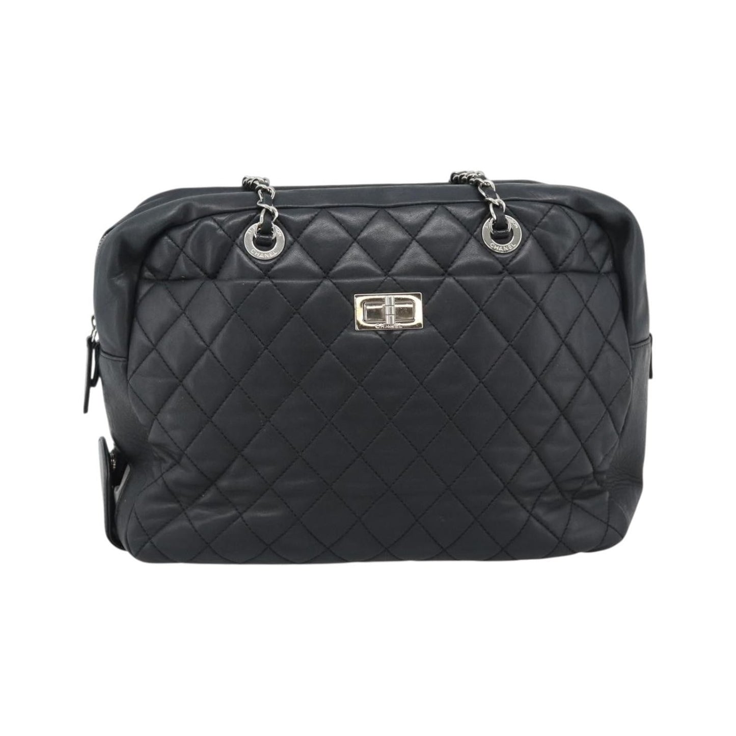 Chanel Mademoiselle Chain Quilted Lambskin, Black, Leather, Shoulder Bag