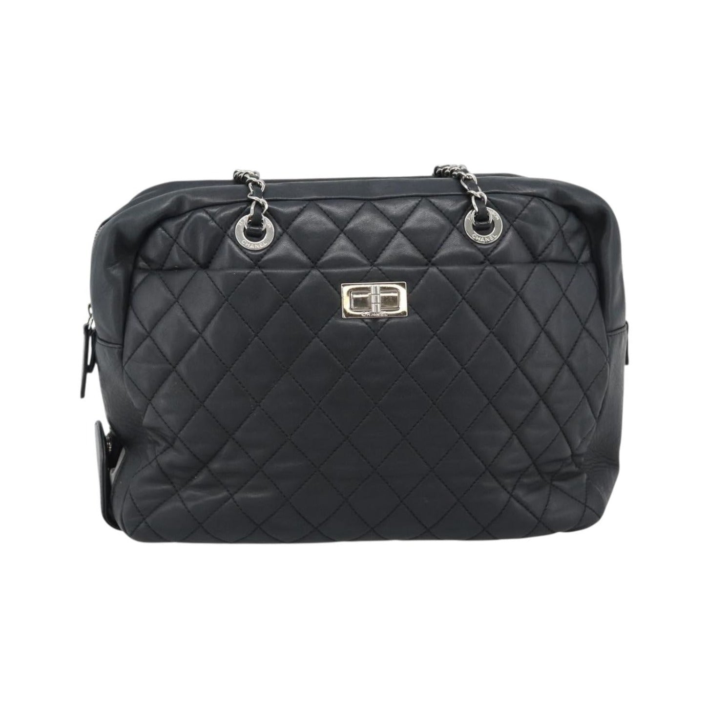 Chanel Mademoiselle Chain Quilted Lambskin, Black, Leather, Shoulder Bag