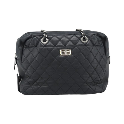 Chanel Mademoiselle Chain Quilted Lambskin, Black, Leather, Shoulder Bag
