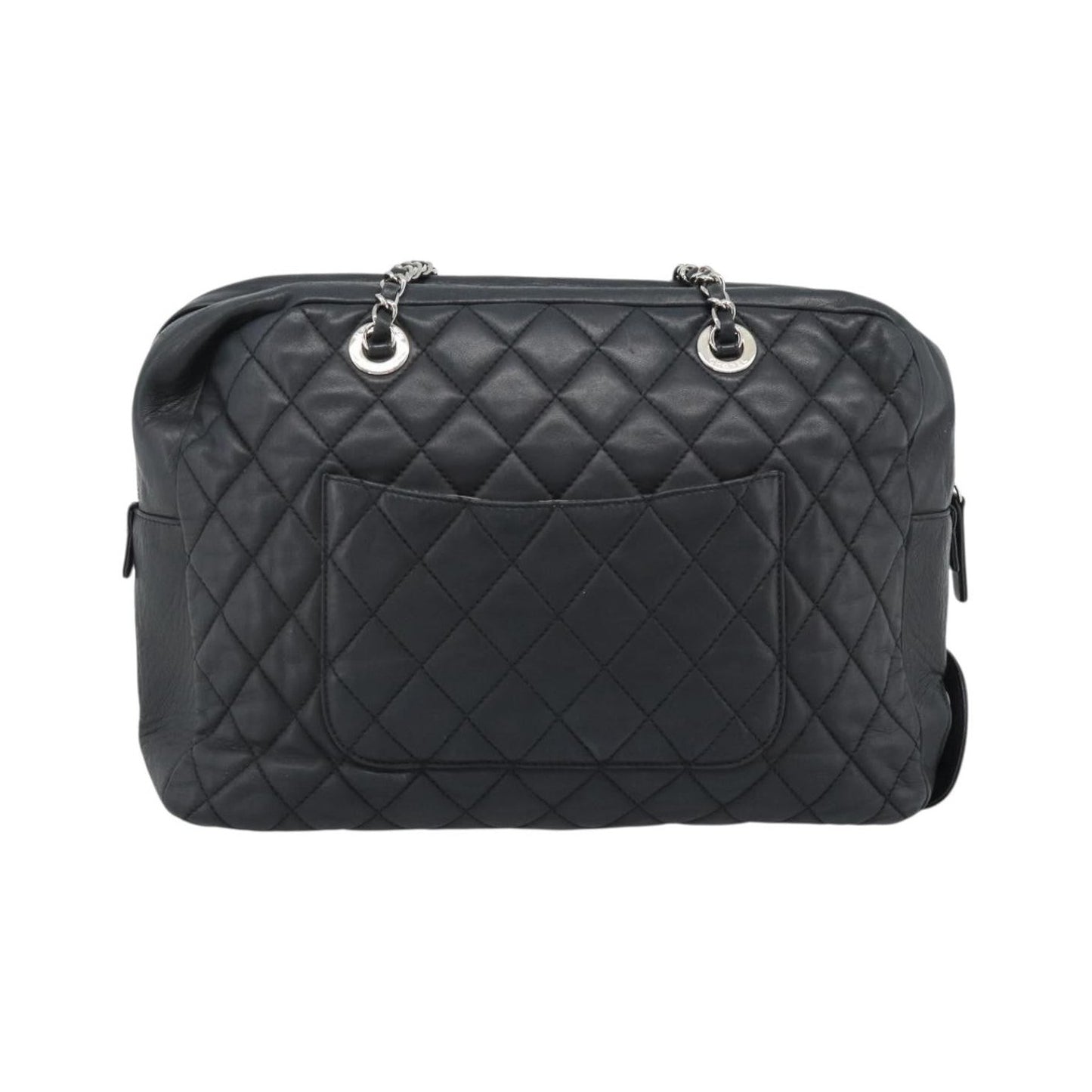 Chanel Mademoiselle Chain Quilted Lambskin, Black, Leather, Shoulder Bag