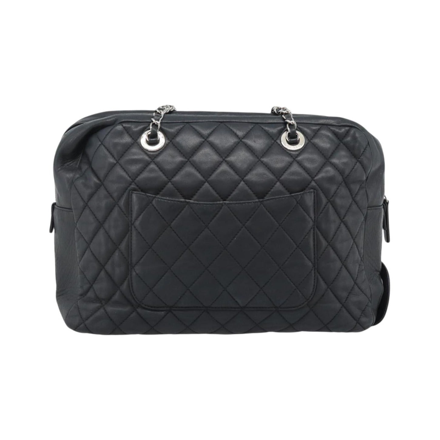 Chanel Mademoiselle Chain Quilted Lambskin, Black, Leather, Shoulder Bag