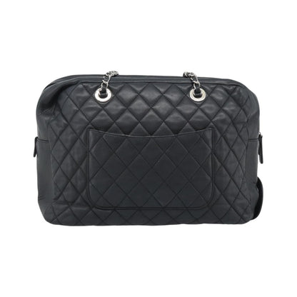 Chanel Mademoiselle Chain Quilted Lambskin, Black, Leather, Shoulder Bag