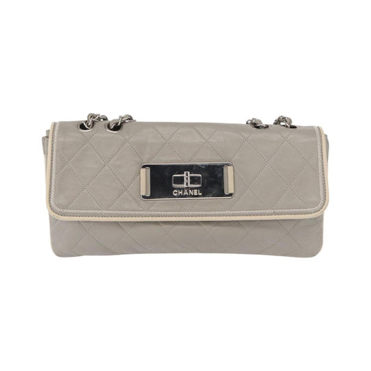 Chanel Mademoiselle Lock Flap Quilted Lambskin, Gray, Leather, Shoulder Bag