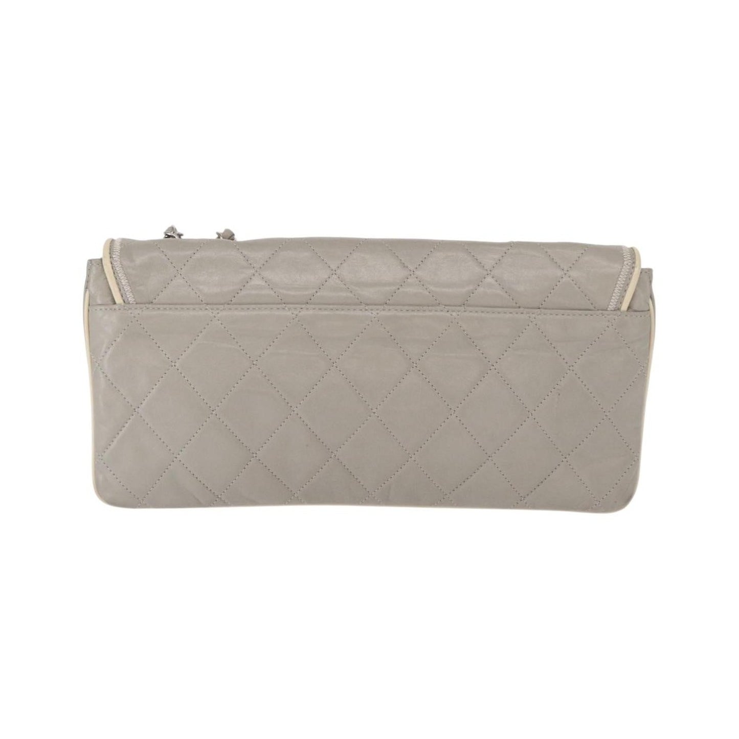 Chanel Mademoiselle Lock Flap Quilted Lambskin, Gray, Leather, Shoulder Bag