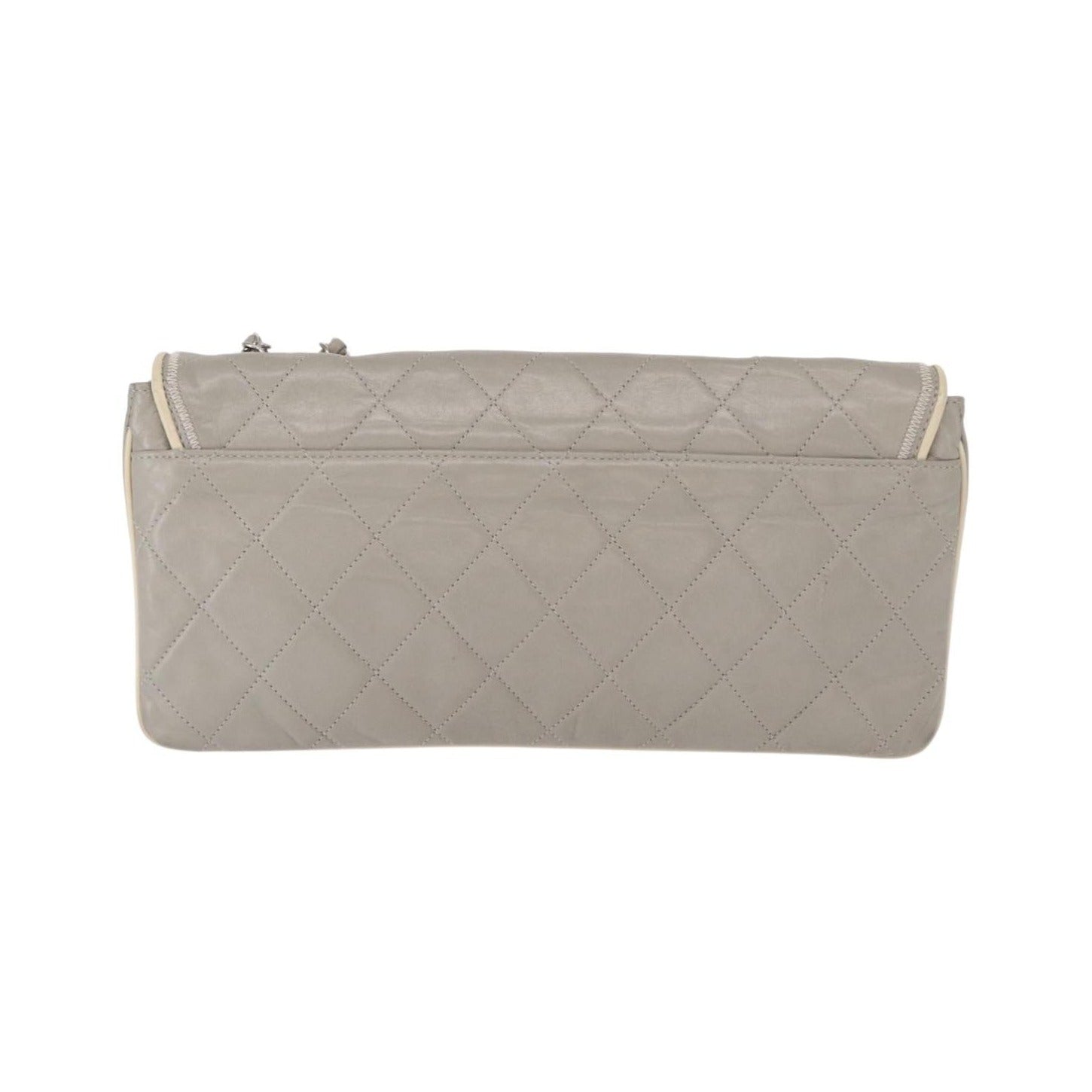 Chanel Mademoiselle Lock Flap Quilted Lambskin, Gray, Leather, Shoulder Bag