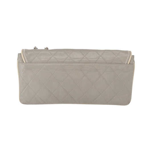 Chanel Mademoiselle Lock Flap Quilted Lambskin, Gray, Leather, Shoulder Bag