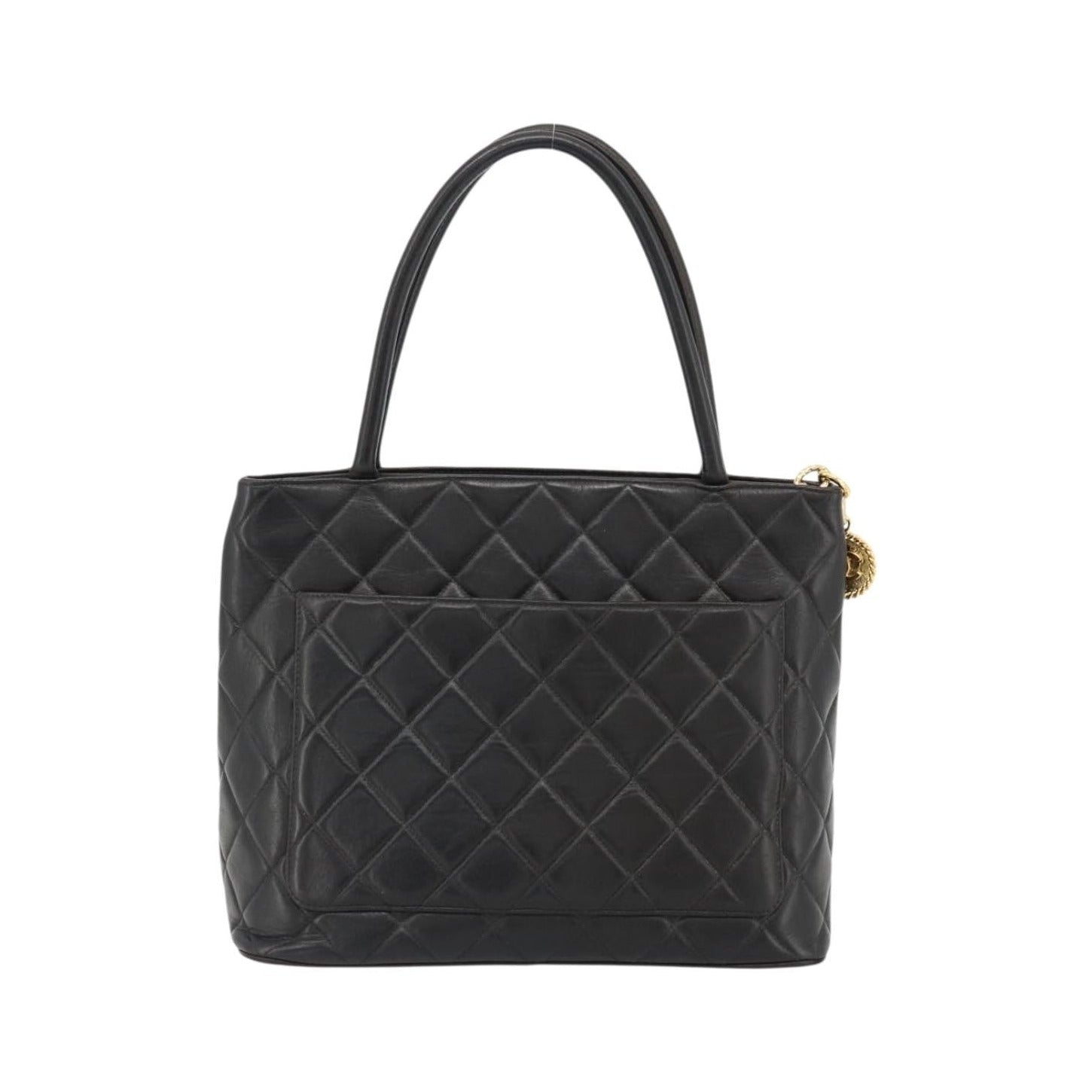 Chanel Matelassé Lambskin leather, Black, Leather, Tote Bag