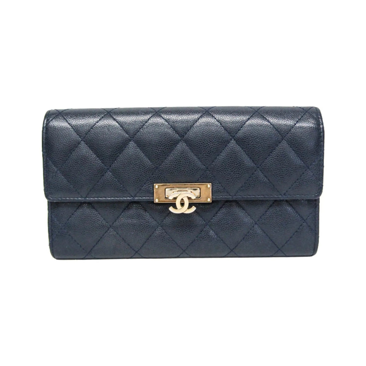 Chanel Matelasse Zippy CC, Navy, Calfskin, Wallet
