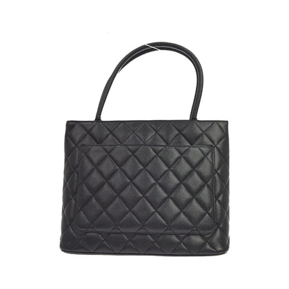 Chanel Medallion Quilted Caviar, Black, Leather, Tote Bag