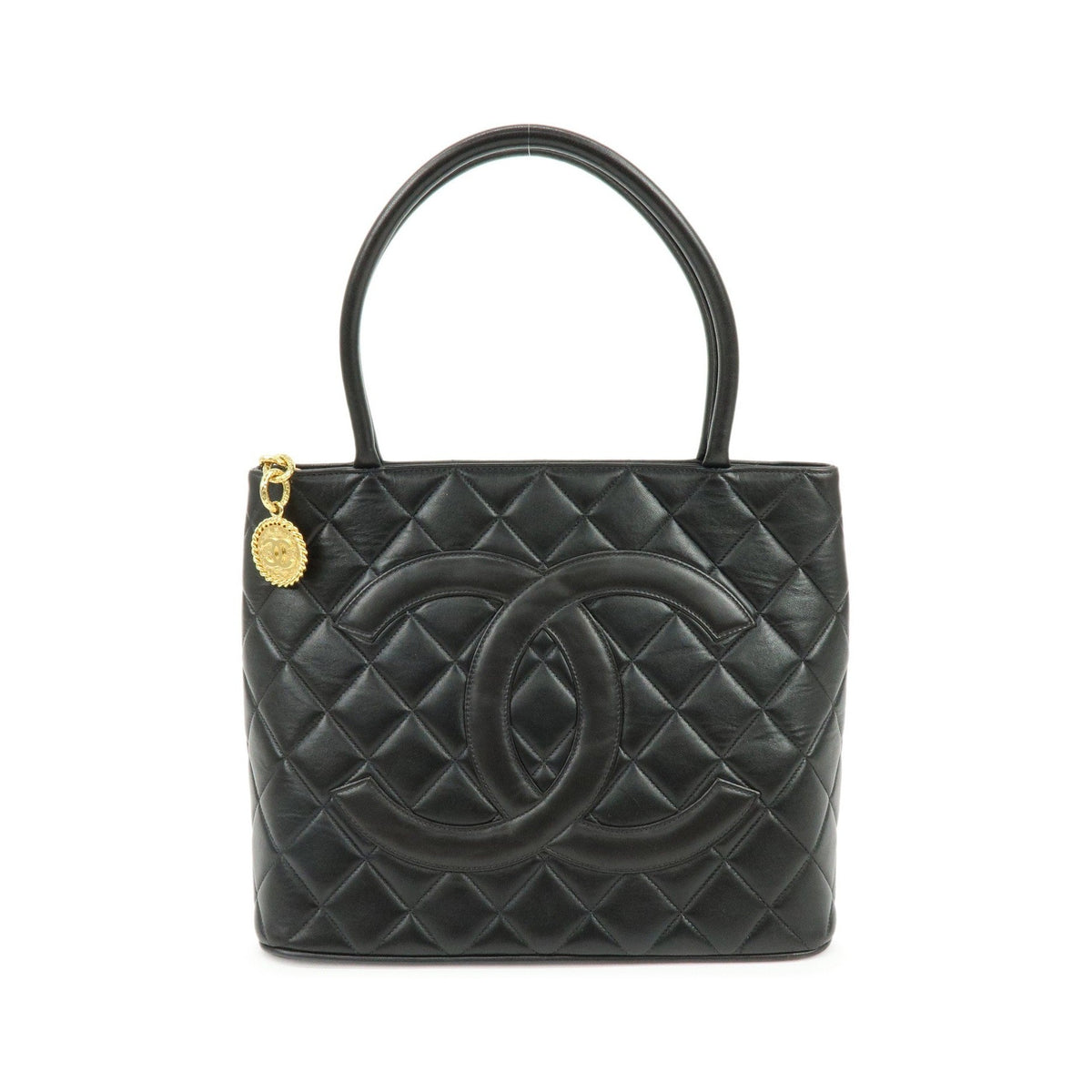 Chanel Medallion Quilted Caviar, Black, Calfskin, Tote Bag