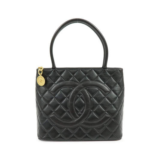 Chanel Medallion Quilted Caviar, Black, Calfskin, Tote Bag