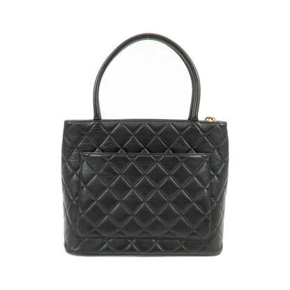 Chanel Medallion Quilted Caviar, Black, Calfskin, Tote Bag