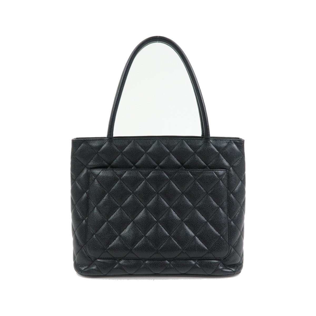 Chanel Medallion Quilted Caviar, Black, Leather, Tote Bag