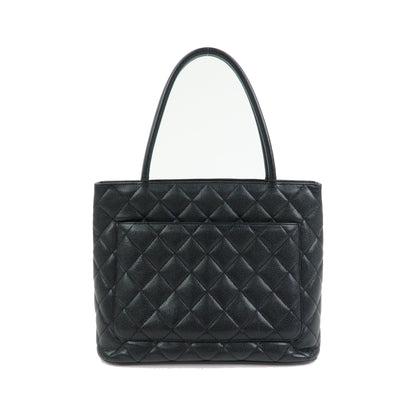 Chanel Medallion Quilted Caviar, Black, Leather, Tote Bag