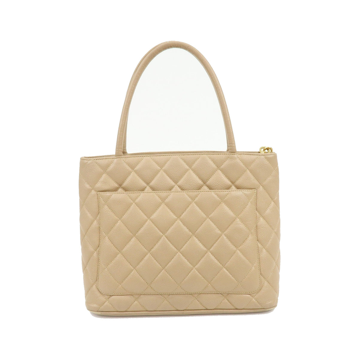 Chanel Medallion Quilted Lambskin, Beige, Leather, Tote Bag