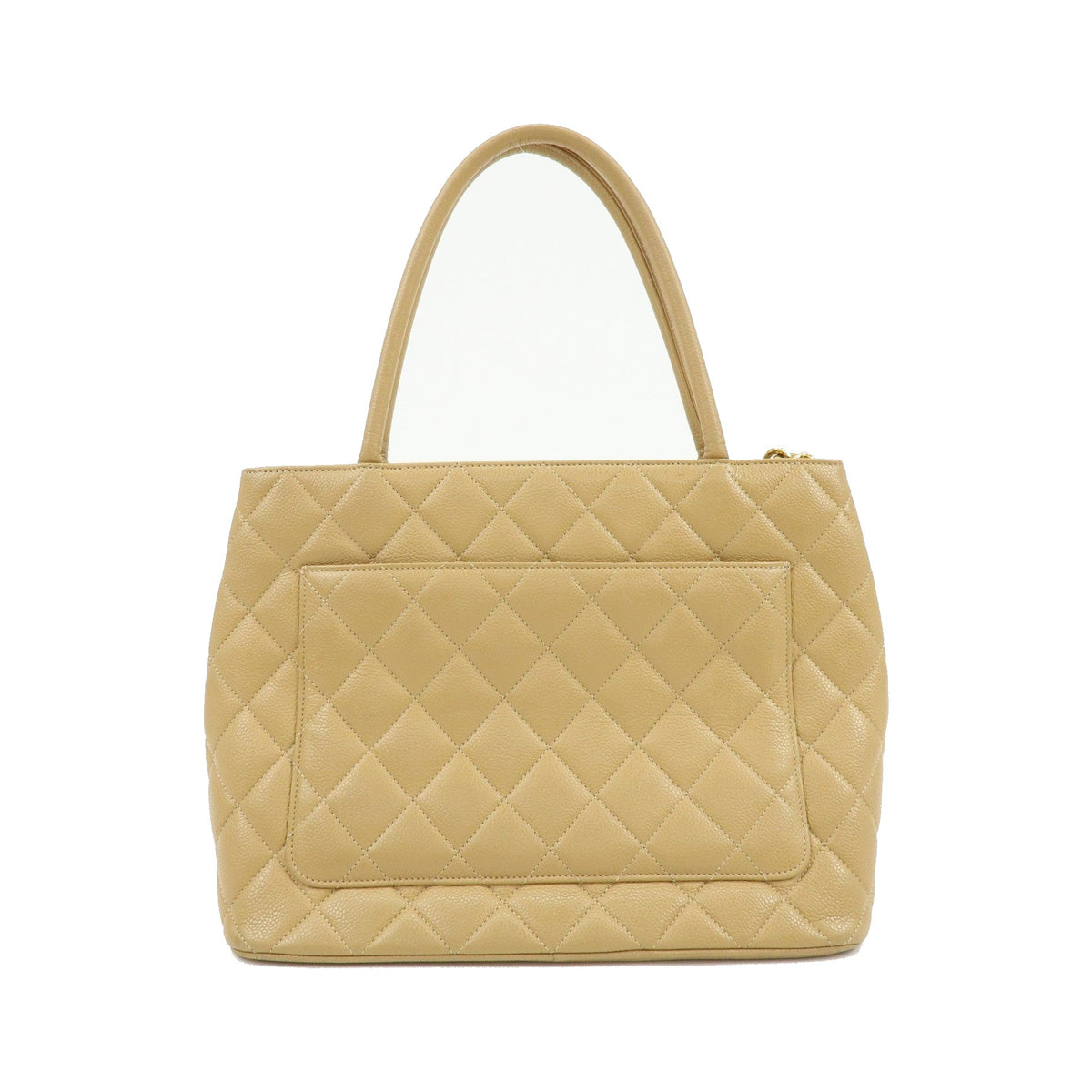 Chanel Medallion Quilted Lambskin, Beige, Calfskin, Tote Bag