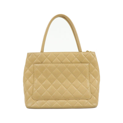 Chanel Medallion Quilted Lambskin, Beige, Calfskin, Tote Bag
