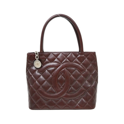 Chanel Medallion Tote Quilted Caviar, Burgundy, Leather, Tote Bag