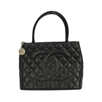 Chanel Medallion Tote Quilted Caviar, Black, Leather, Tote Bag