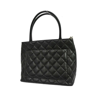 Chanel Medallion Tote Quilted Caviar, Black, Leather, Tote Bag